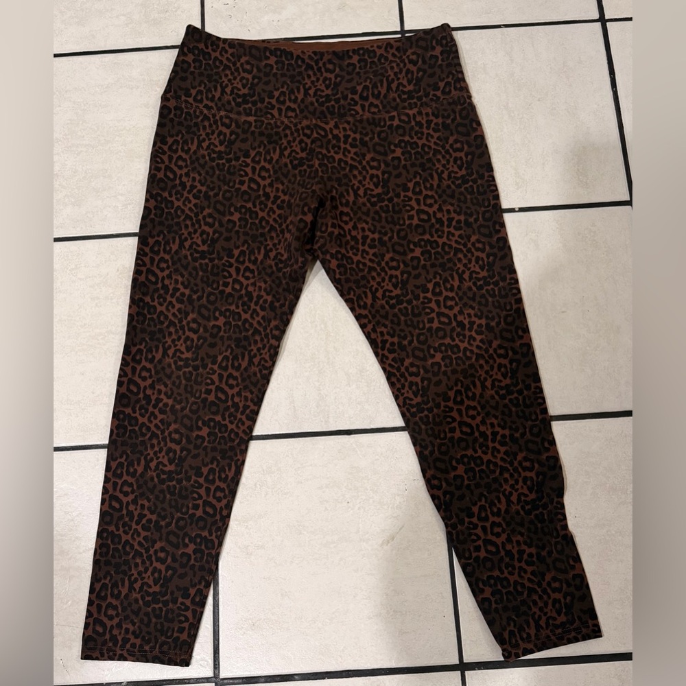Leopard Print Stretch Leggings - Brown Animal Print